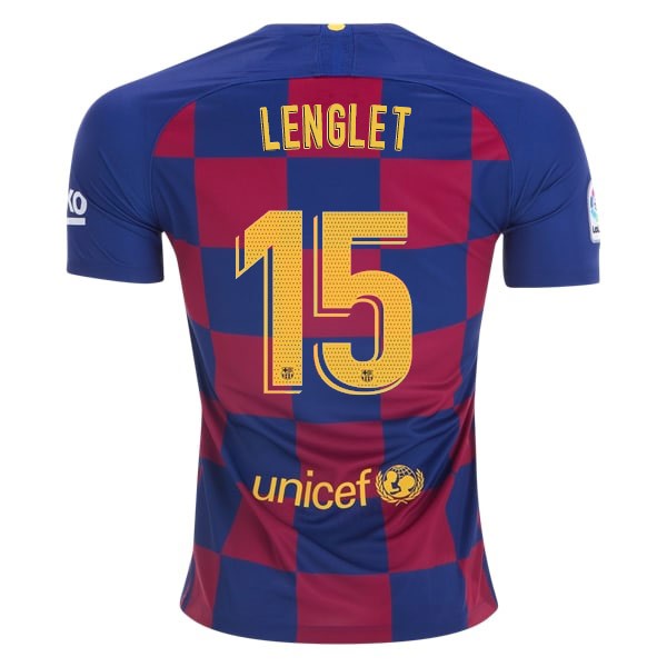 Camiseta Barcelona NO.15 Lenglet Replica Primera Ropa 2019/20 Azul Rojo